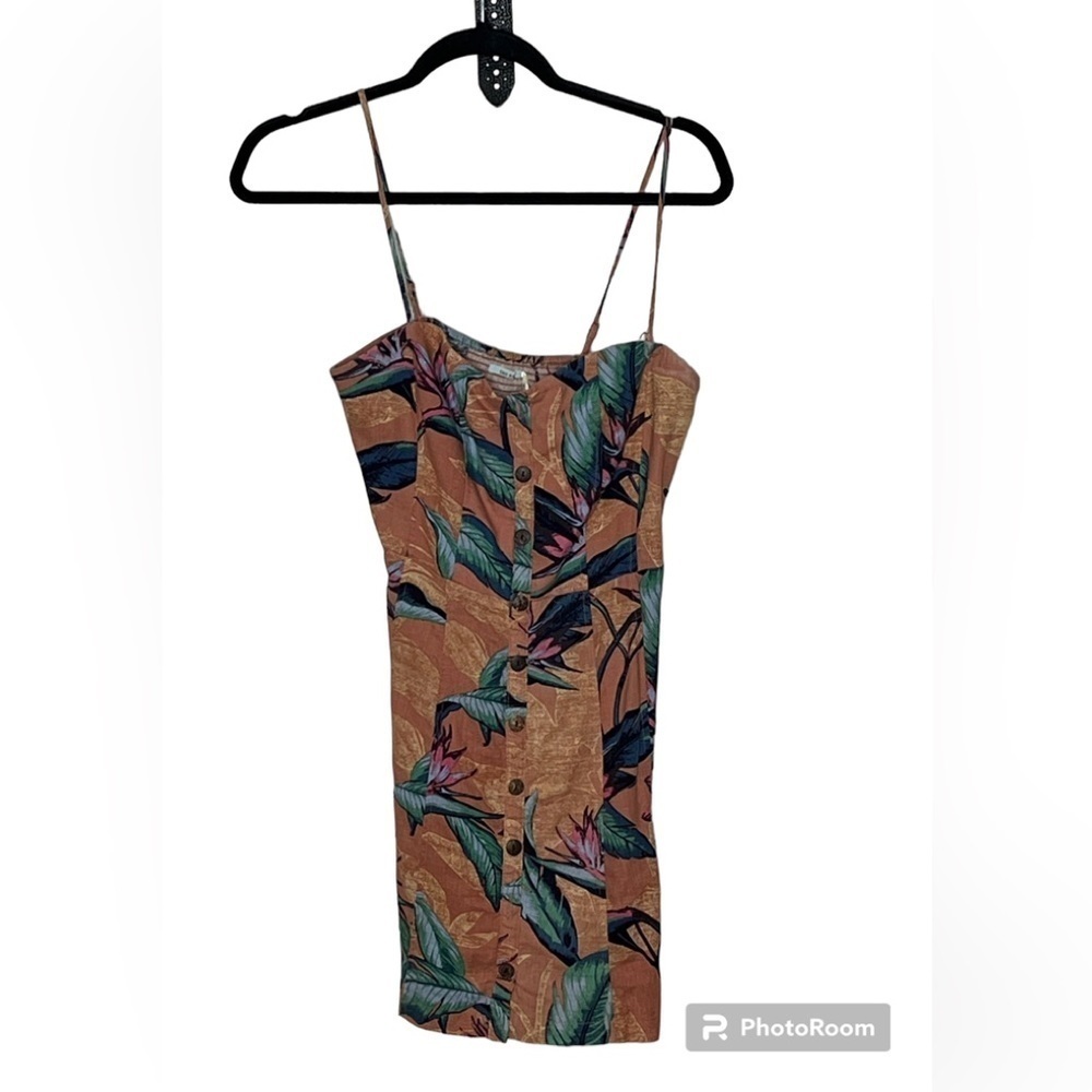 Kimchi Blue Floral Linen Blend Button Down Front Dress Sz 6